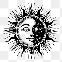 PNG Surreal aesthetic Sun logo art illustrated drawing.