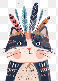 PNG Aesthetic cat in boho art illustrated drawing.