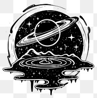 PNG Surreal aesthetic galaxy logo art illustrated astronomy.
