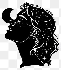 PNG Surreal aesthetic girl logo silhouette art dynamite.