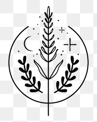 PNG Surreal aesthetic lavender logo stencil symbol plant.