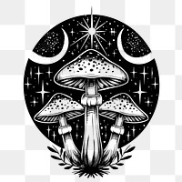 PNG Surreal aesthetic mushroom logo art illustrated chandelier.