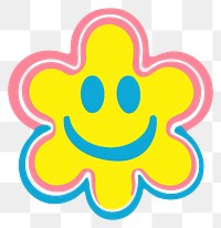 PNG A vector graphic of flower with smile face ketchup food logo.