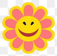 PNG A vector graphic of flower with smile face asteraceae blossom daisy.