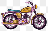 PNG A vector graphic of vintage motorcycle transportation machine vehicle.