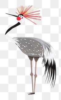 PNG gray crowned crane bird digital art, transparent background