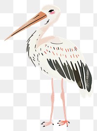 PNG Cute stork illustration animal waterfowl mammal.