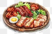PNG Samgyeopsal food platter brunch.
