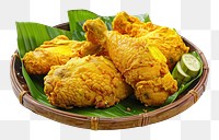PNG Turmeric fried chicken kunyit food fritters plate.