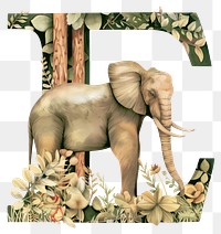 PNG The letter E elephant art animal.