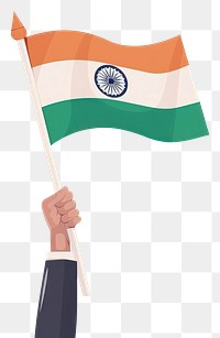 PNG Vector illustration of hand holding india flag.
