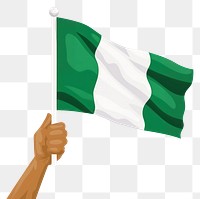 PNG Vector illustration of hand holding nigeria flag dynamite weaponry smoke pipe.