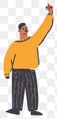 PNG  Black manraising hand up person clothing apparel.