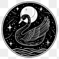 PNG Surreal aesthetic swan logo waterfowl animal symbol.