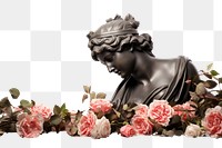 PNG  Greek sculpture and roses border foreground carnation figurine blossom.