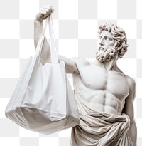 PNG  Greek sculpture holding a shopping bag statue accessories accessory