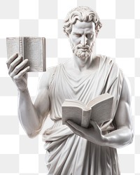 PNG  Greek sculpture holding book statue publication document