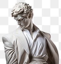 PNG  Greek sculpture in business suit statue person adult.