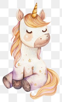 PNG Baby unicorn illustrated figurine drawing.