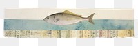 PNG Ocean with fish washi tape animal white background panoramic.