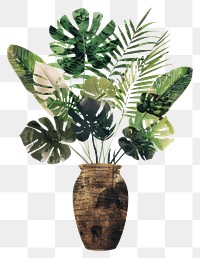 PNG Leaf vase collage cutouts arecaceae blossom flower.