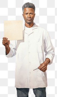 PNG Doctor holding blank board person clothing apparel.
