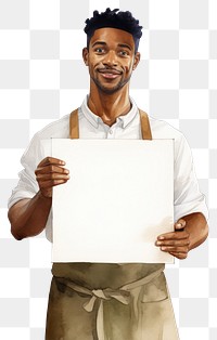 PNG Barista holding blank notice board portrait person clapperboard.