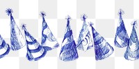 PNG Vintage drawing party hats illustrated clothing apparel.