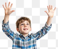 PNG Boy raising hands portrait child photo.