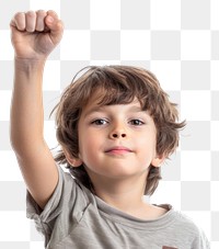 PNG Boy raising right arm portrait child photo.