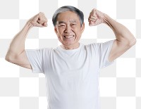 PNG Healthy elder asian man adult white background retirement.