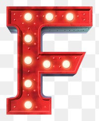 Theater sign letter F text red white background.