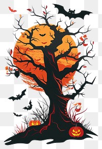 PNG Halloween tree halloween jack-o'-lantern celebration.