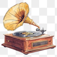 PNG Old record player with horn white background electronics gramophone.