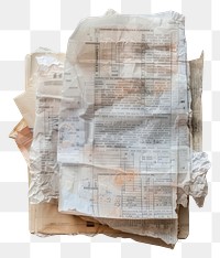 PNG Receipt white newspaper crumpled.