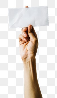 PNG Hand holding receipt finger paper white.