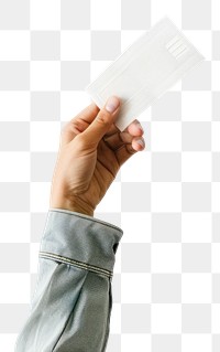 PNG Hand holding receipt white paper white background.