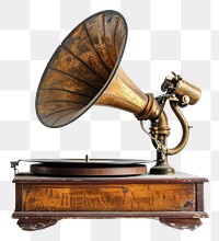PNG Old record player with horn broadcasting technology gramophone