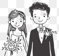 PNG Bride and groom doodle drawing sketch togetherness.