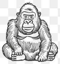 PNG Gorilla doodle drawing mammal animal.