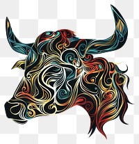 PNG Bull Silhouette of a head of a Bull collected from plant ornament variegated colors livestock buffalo cattle.