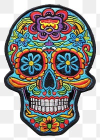 PNG Mexico sugar skull embroidery illustrated pattern.