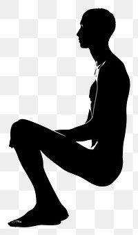 PNG Man mannequin sitting silhouette clip art white background relaxation exercising.