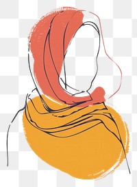 PNG Muslim woman sketch drawing scarf.