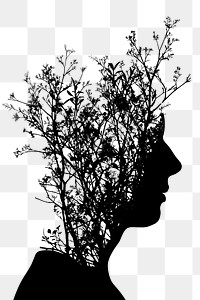 PNG Still life human head symmetrical silhouette clip art flower plant adult