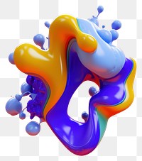 PNG 3d render of abstract fluid shape represent of basic shape graphics balloon symbol.