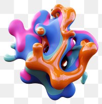PNG 3d render of abstract fluid shape represent of basic shape confectionery balloon dessert.