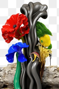 PNG  A sculpture biology abstract from made of different types of texture flower blossom ikebana.