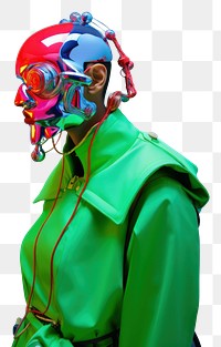 PNG  Fashion photography representing of futuristic cybernatic face portrait female.