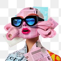 PNG Minimal pop art collage represent of y2k fashion newspaper advertisement accessories.
